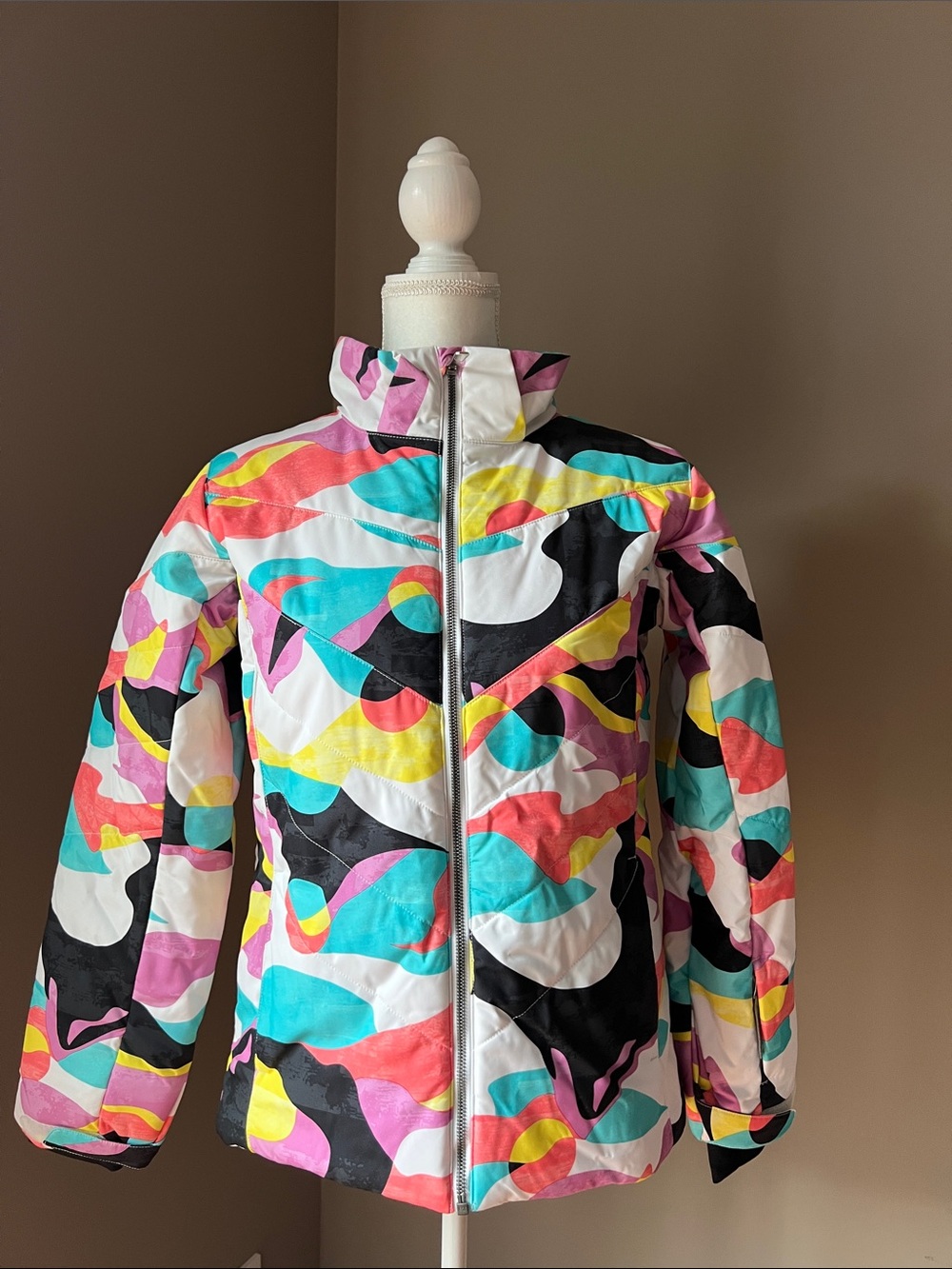 Girls' Multicolor Camouflage-Print Puffer Jacket